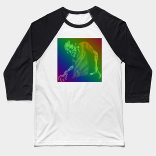 horror rainbow zombie in graveyard scary design Baseball T-Shirt